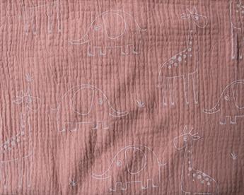 Giraffe And Elephant Double Gauze - image 3