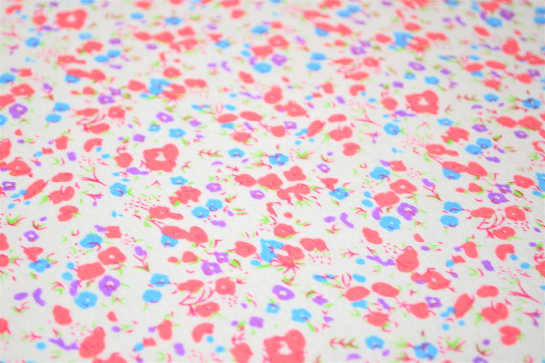 Floral Winceyette.
This print features small pink, purple and blue flowers. It would serve wonderfully in fashion or craft applications.
Winceyette, also referred to as brushed cotton or flannel, is ideal for nightwear, night dresses, pyjama bottoms, baby clothing, blankets and bedding. It is a soft material with a raised brushed surface (a nap), on both sides. 

Width: 43" 
Composition: 100% Cotton