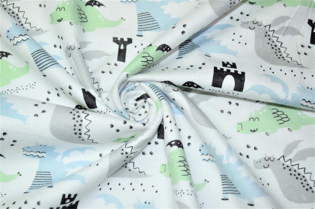 Printed Premium 100% Brushed Flannel Cotton Fabric, 112cm Wide, High Quality; This beautiful soft fabric is perfect for Children's clothing, Light blankets, Bed sheets, Night dresses, and Pyjama Bottoms. Colours may slightly vary due to the lighting during the photo shooting or the monitor's display. Wash at 30 Degrees.