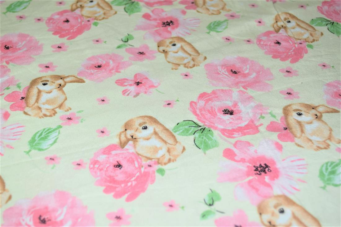 Printed Premium 100% Brushed Flannel Cotton Fabric, 112cm Wide, High Quality; This beautiful soft fabric is perfect for Children's clothing, Light blankets, Bed sheets, Night dresses, and Pyjama Bottoms. Colours may slightly vary due to the lighting during the photo shooting or the monitor's display. Wash at 30 Degrees.