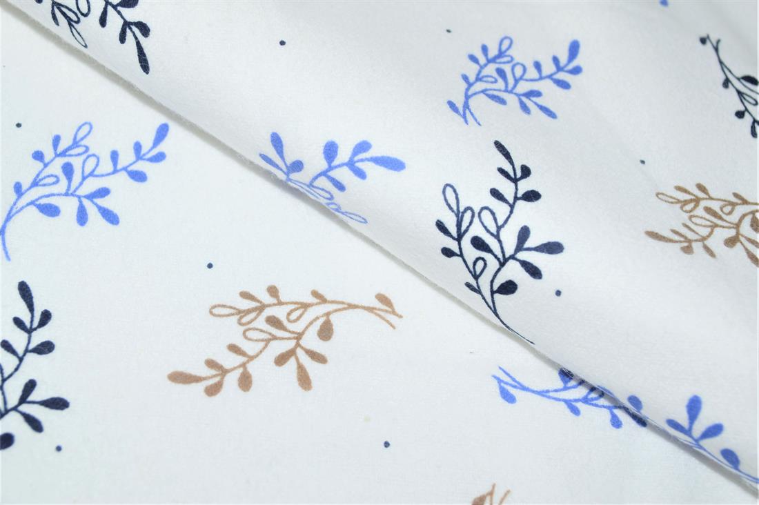 Soft Brushed Flannel 100% Cotton Fabric, Leaves Print,High Quality