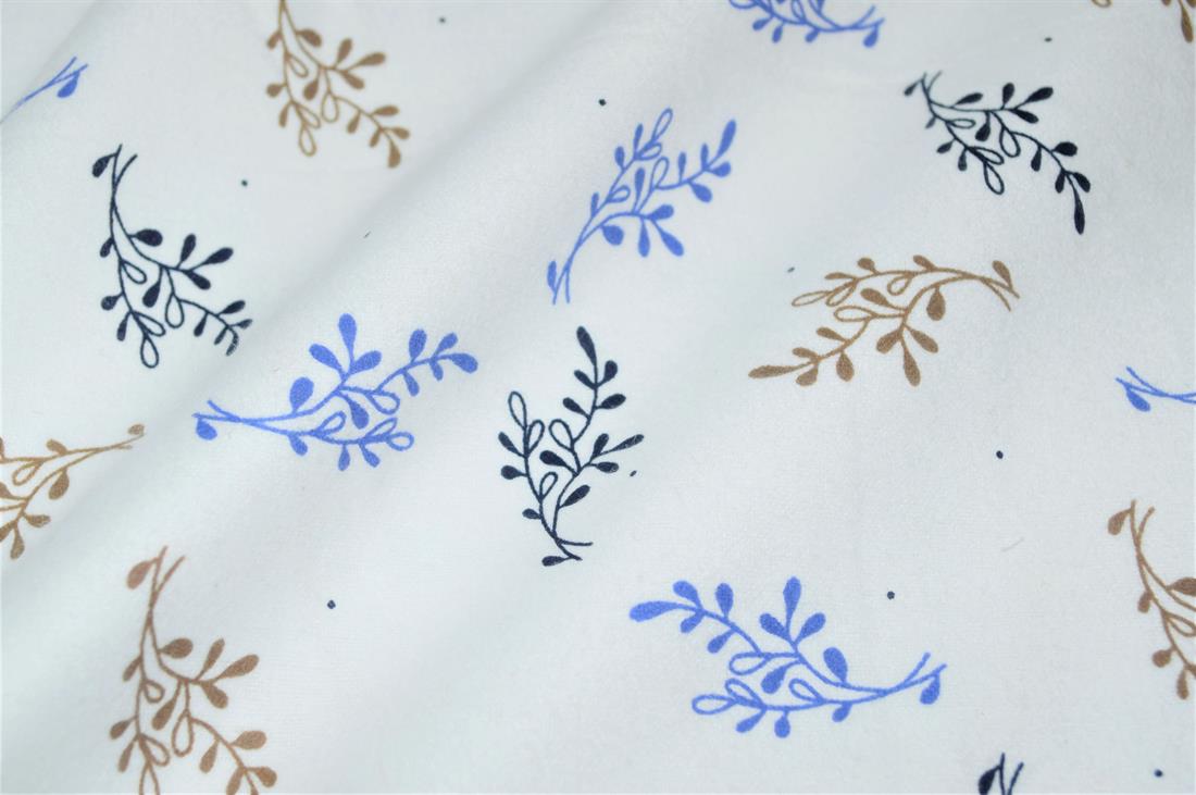 Soft Brushed Flannel 100% Cotton Fabric, Leaves Print,High Quality