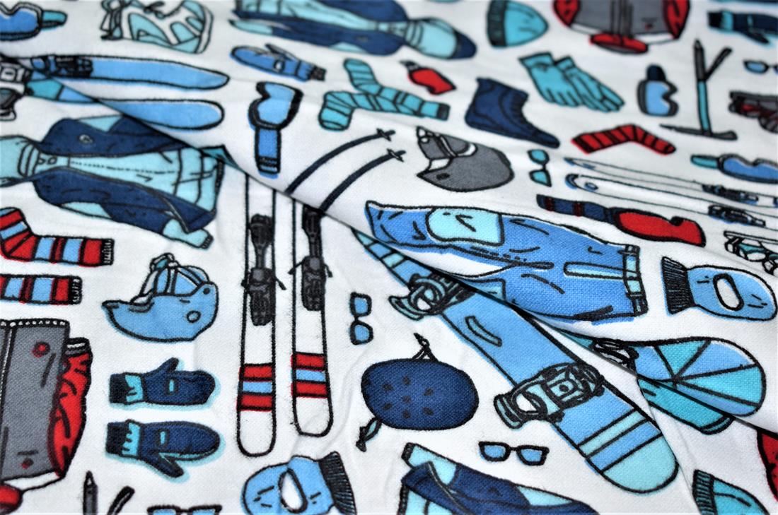Winter Sports- Printed Premium 100% Brushed Flannel Cotton Fabric
