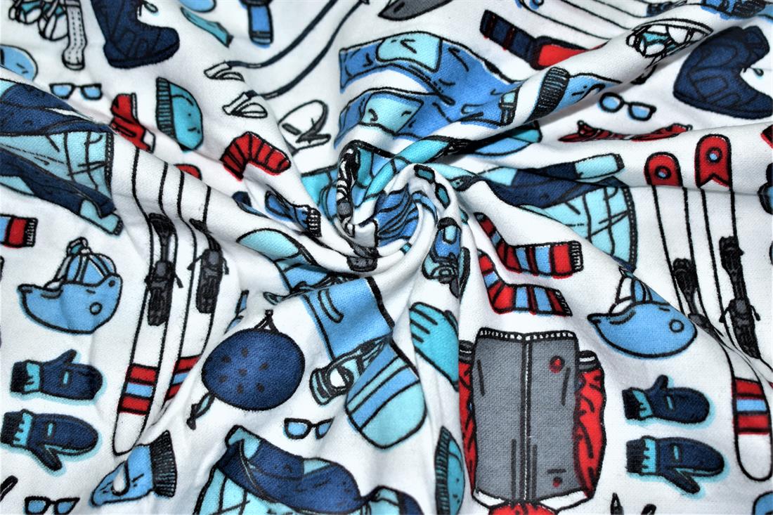 Winter Sports- Printed Premium 100% Brushed Flannel Cotton Fabric