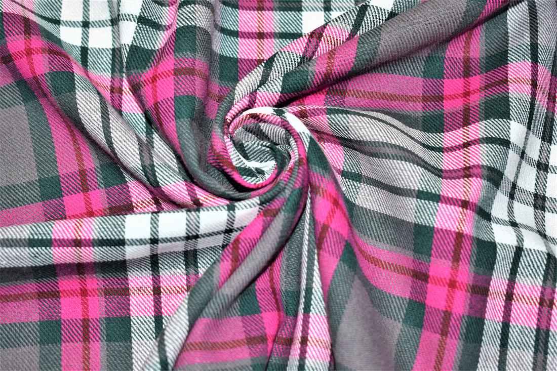 Tartan Printed Premium Brushed Flannel Cotton Fabric Light wight