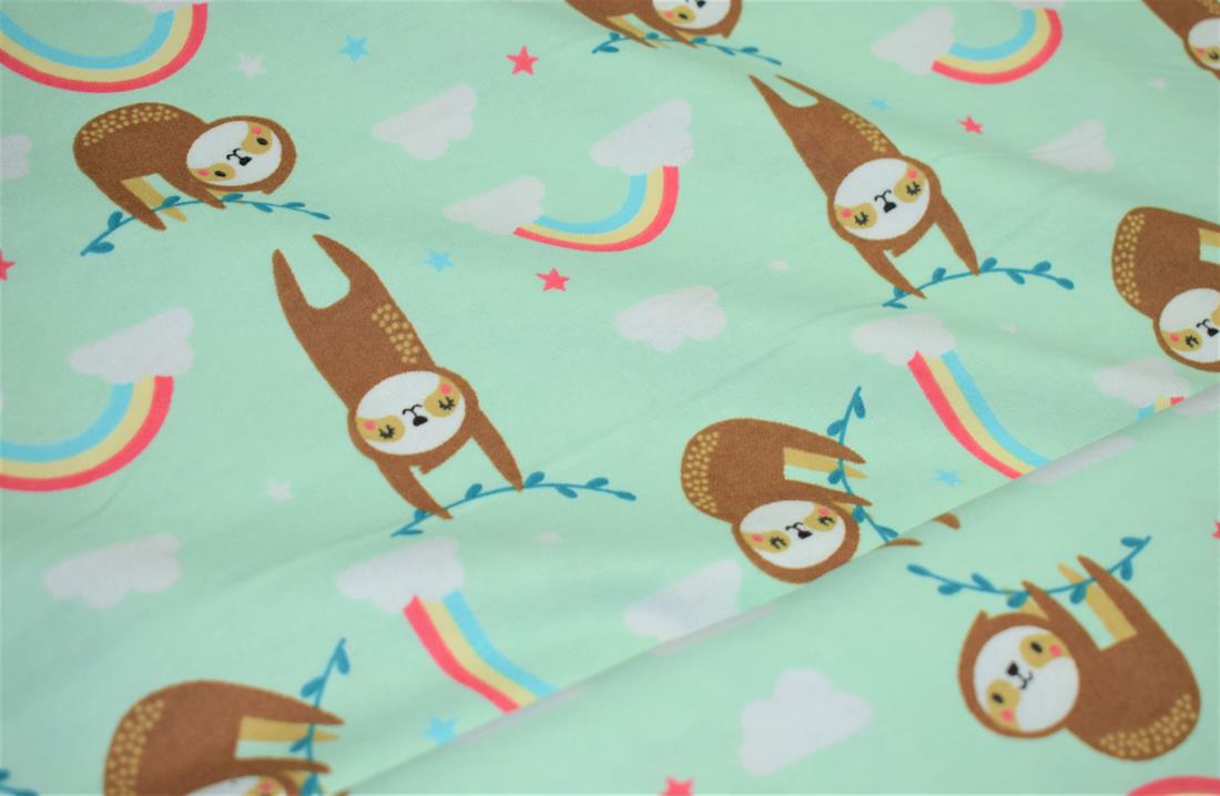 Sloth Print Brush Cotton