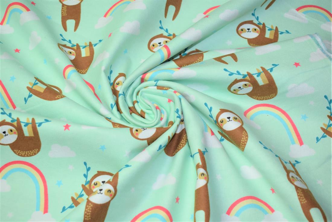 Sloth Print Brush Cotton