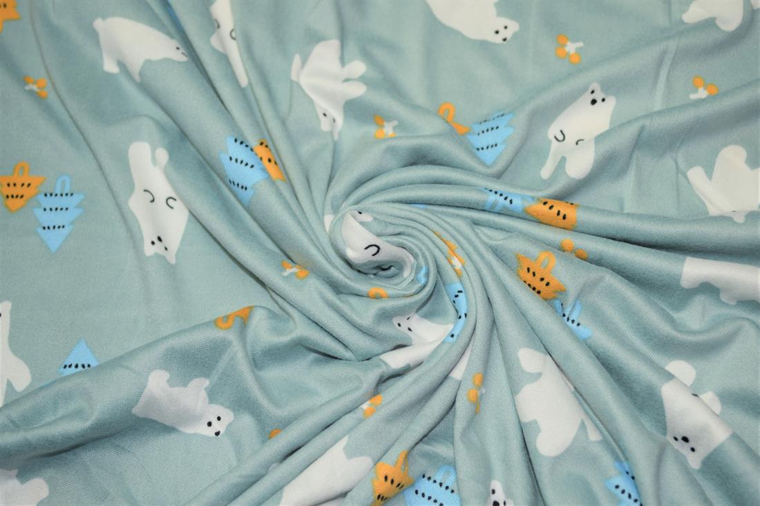 Soft Printed Bears DTY Brushed Jersey Cotton Fabric/ 150cm wide;