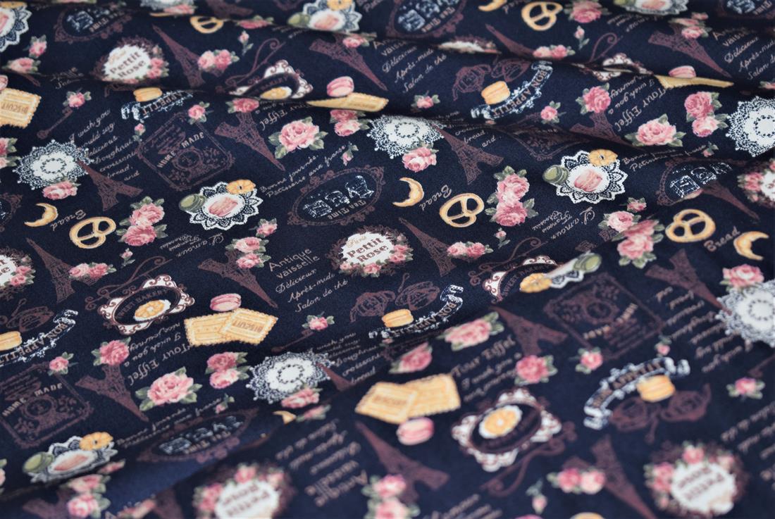 Printed Poplin 100% Cotton Fabric, Petite Rose Print Design, 112cm wide, High Quality;
