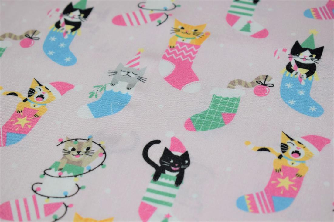 Xmas Cats in Stockings Print
