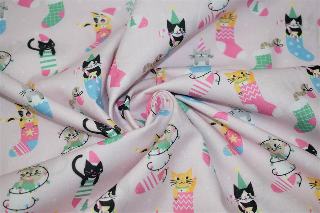 Xmas Cats in Stockings Print