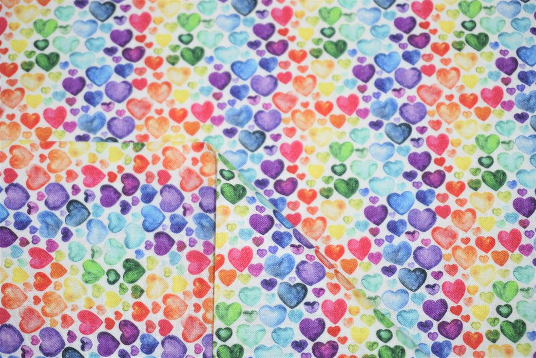 Rainbow Watercolour Hearts Print