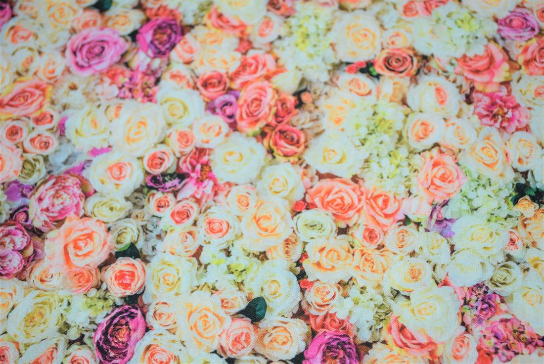 Premium 100 Cotton Fabric Multicolour Rose/Flower Print Design High Quality Please note some photos may differ slightly from the actual product in terms of colour. This is mostly due to the lighting of the photo shoot or the monitor’s display.