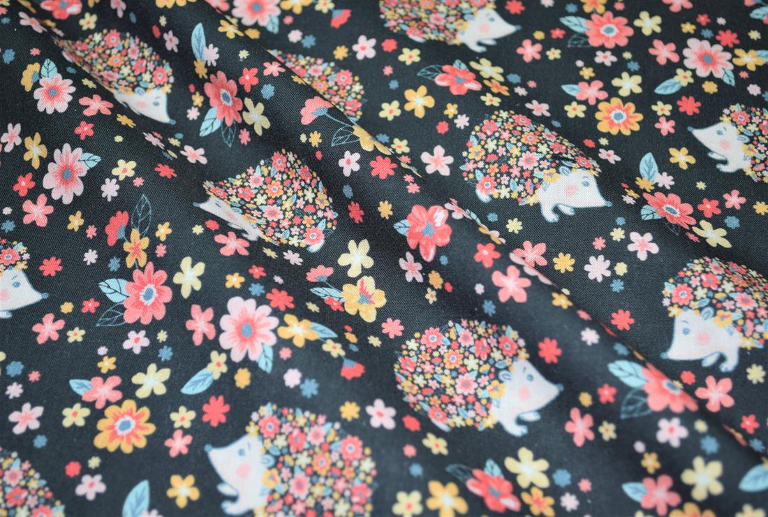 Hedgehog Printed Premium 100 Cotton Craft Fabric Hight Quality 58" Wide