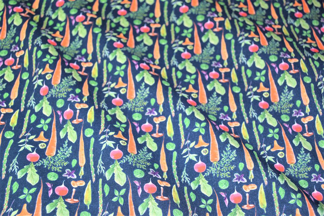 Premium Printed Craft 100% Cotton Fabric, Vegetable print 112cm Wide, High Quality This digital print fabric is ideal for dressmaking, quilting, patchwork, bunting, cushion-covers, and for other craft projects. Colours may slightly vary due to the lighting during the photo shooting or the monitor's display.
 
 