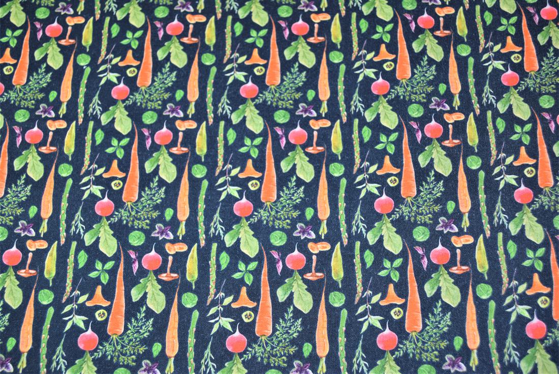 Premium Printed Craft 100% Cotton Fabric, Vegetable print 112cm Wide, High Quality This digital print fabric is ideal for dressmaking, quilting, patchwork, bunting, cushion-covers, and for other craft projects. Colours may slightly vary due to the lighting during the photo shooting or the monitor's display.
 
 