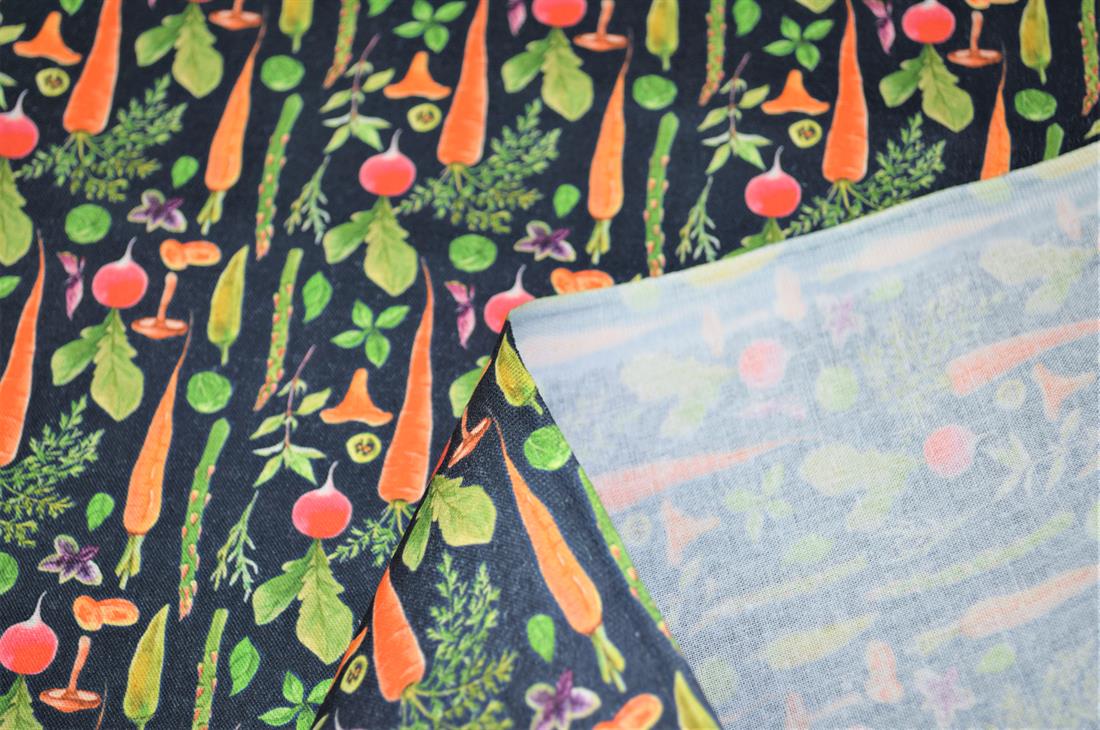 Premium Printed Craft 100% Cotton Fabric, Vegetable print 112cm Wide, High Quality This digital print fabric is ideal for dressmaking, quilting, patchwork, bunting, cushion-covers, and for other craft projects. Colours may slightly vary due to the lighting during the photo shooting or the monitor's display.
 
 
