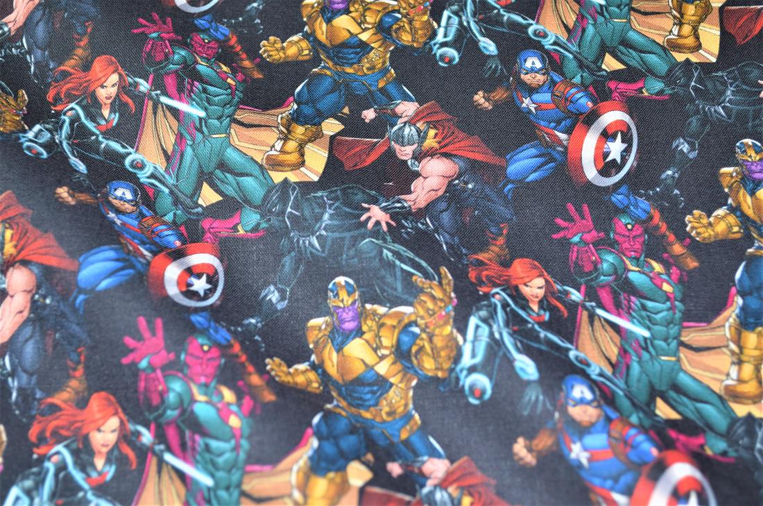 Premium Printed Craft 100% Cotton Fabric Avengers Print Desing, 148cm Wide, High QualityThis digital print fabric is ideal for dressmaking, quilting, patchwork, bunting, cushion-covers, and for other craft projects. Colours may slightly vary due to the lighting during the photo shooting or the monitor's display.