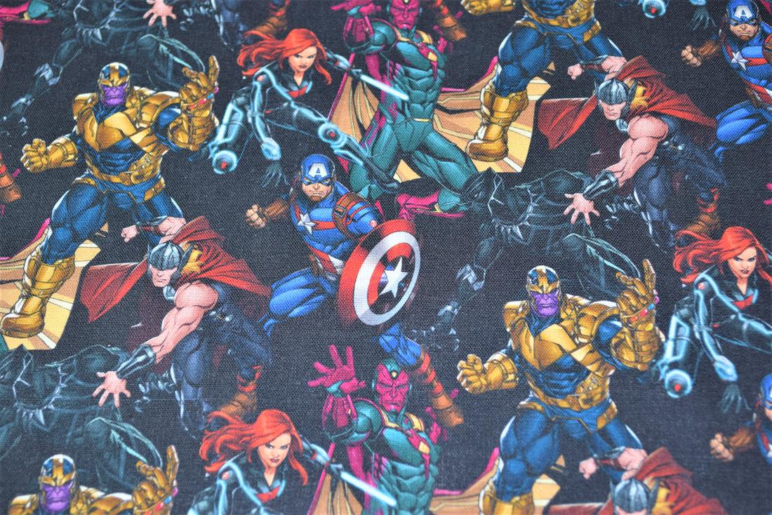 Premium Printed Craft 100% Cotton Fabric Avengers Print Desing, 148cm Wide, High QualityThis digital print fabric is ideal for dressmaking, quilting, patchwork, bunting, cushion-covers, and for other craft projects. Colours may slightly vary due to the lighting during the photo shooting or the monitor's display.