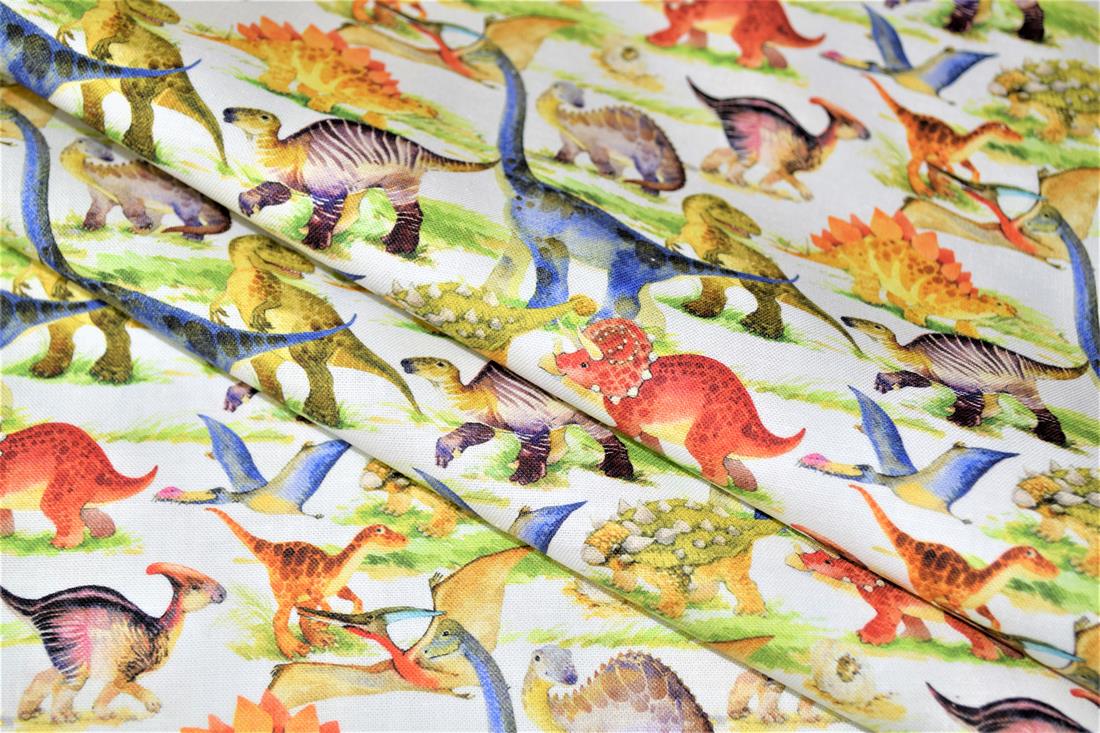 Premium Printed Craft 100% Cotton Dinosaur Print Cotton Fabric, 148cm Wide, High QualityThis digital print fabric is ideal for dressmaking, quilting, patchwork, bunting, cushion-covers, and for other craft projects. Colours may slightly vary due to the lighting during the photo shooting or the monitor's display