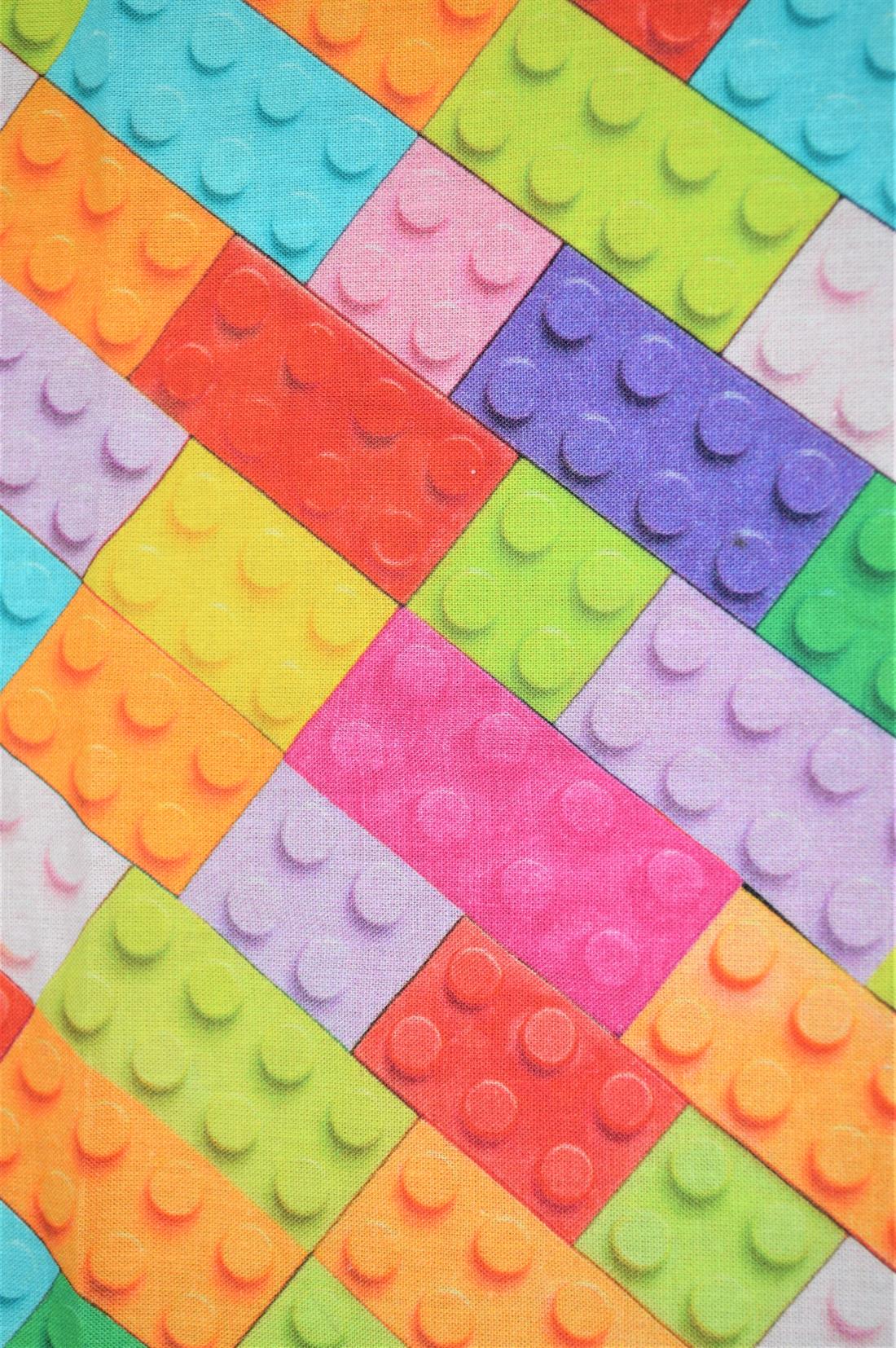 100% COTTON FABRIC This Lego pattern fabric is perfect for dressmaking, quilting, patchwork, bunting, cushion-covers, and for craft projects. Colours may slightly vary due to the lighting during the photo shooting or the monitor's display.