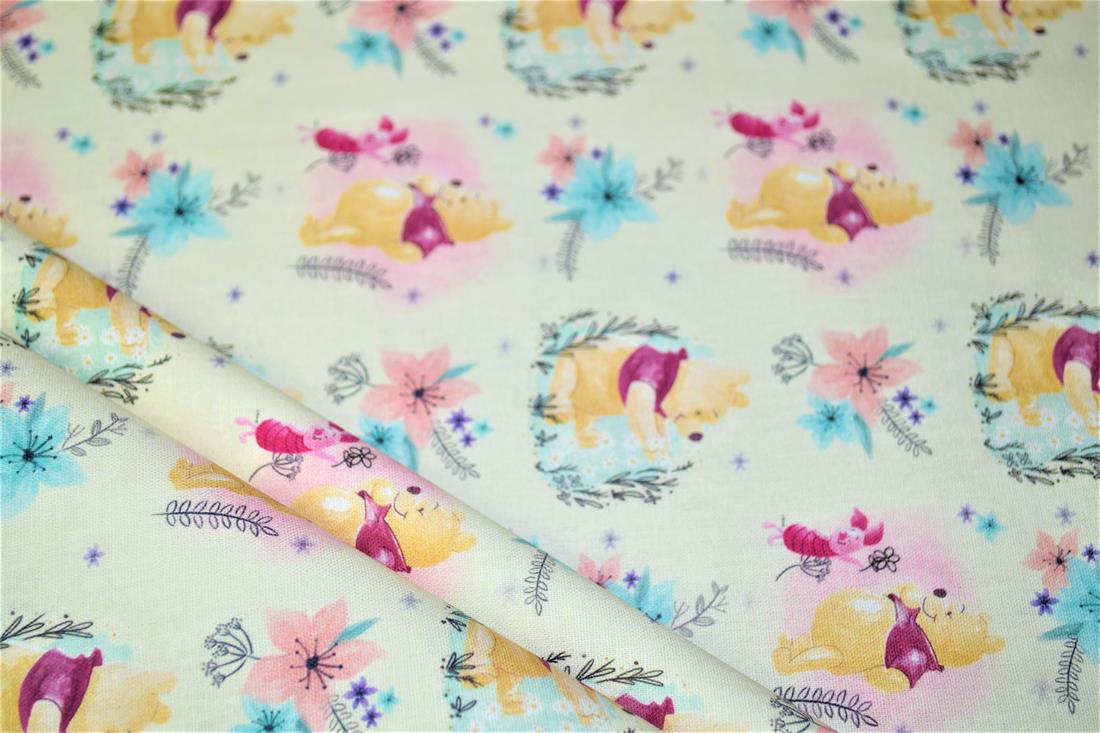 Digital Printed 100% Cotton, Disney Winnie The Pooh Print, 135cm Wide, High Quality; Weight; 150gsm This lovely fabric is great for dressmaking, quilting, patchwork, bed sheets, pillow cases, curtains, face masks/coverings, and for craft projects. Colours may slightly vary due to the lighting during the photo shooting or the monitor's display. Wash at 30degree.