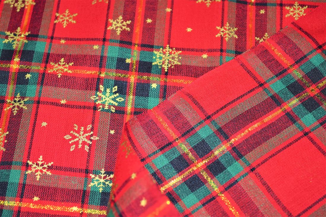 Printed Premium Christmas 100% Cotton Tartan Print 137cm Wide, High Quality; This lovely fabric is great for dressmaking, quilting, patchwork, bed sheets, pillow cases, curtains, face masks/coverings, and for craft projects. Width 137cm Weight 150gr/m2 Composition 100% Cotton Washing - 30 degrees celsius Colours may slightly vary due to the lighting during the photo shooting or the monitor's display