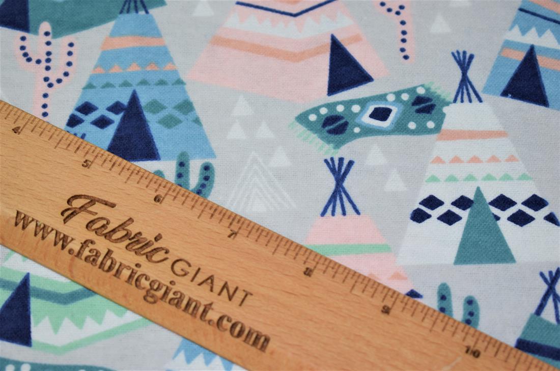Desert Camp, Tent, Cactus, Light Grey, Ethnic Print