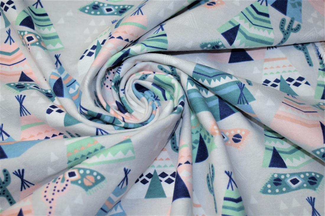 Desert Camp, Tent, Cactus, Light Grey, Ethnic Print