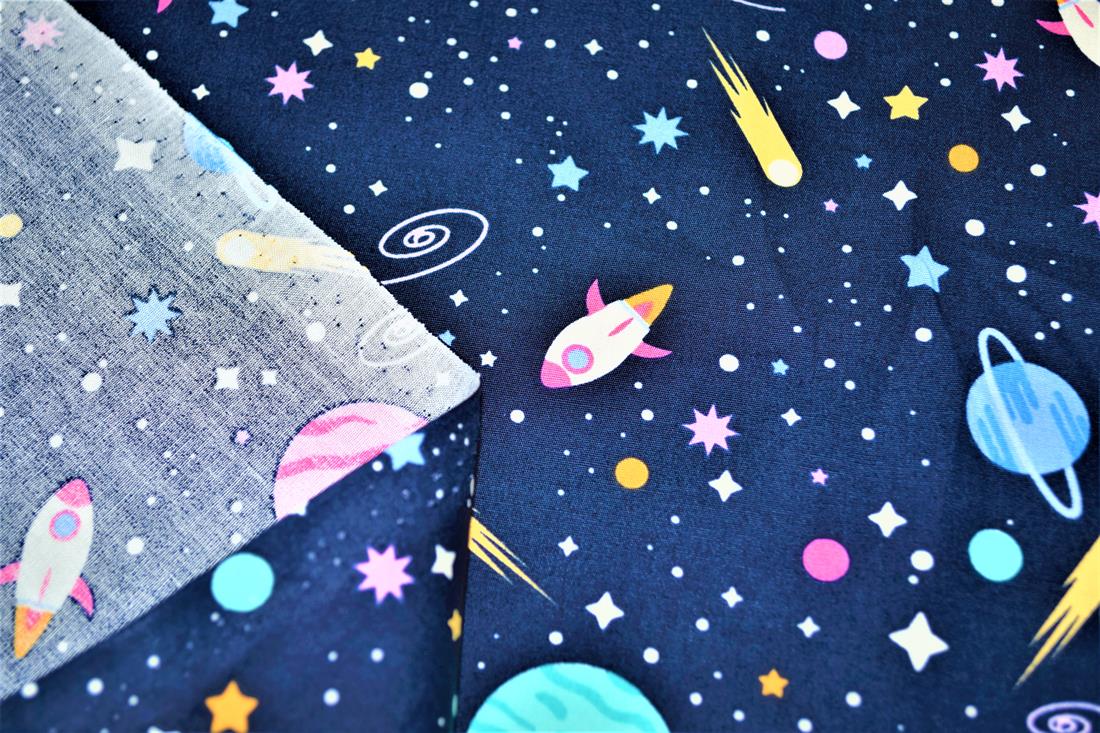 Premium Printed Craft 100% Cotton Fabric,Space Print Desing High Quality fabric 112cm Wide, High QualityThis digital print fabric is ideal for dressmaking, quilting, patchwork, bunting, cushion-covers, and for other craft projects. Colours may slightly vary due to the lighting during the photo shooting or the monitor's display