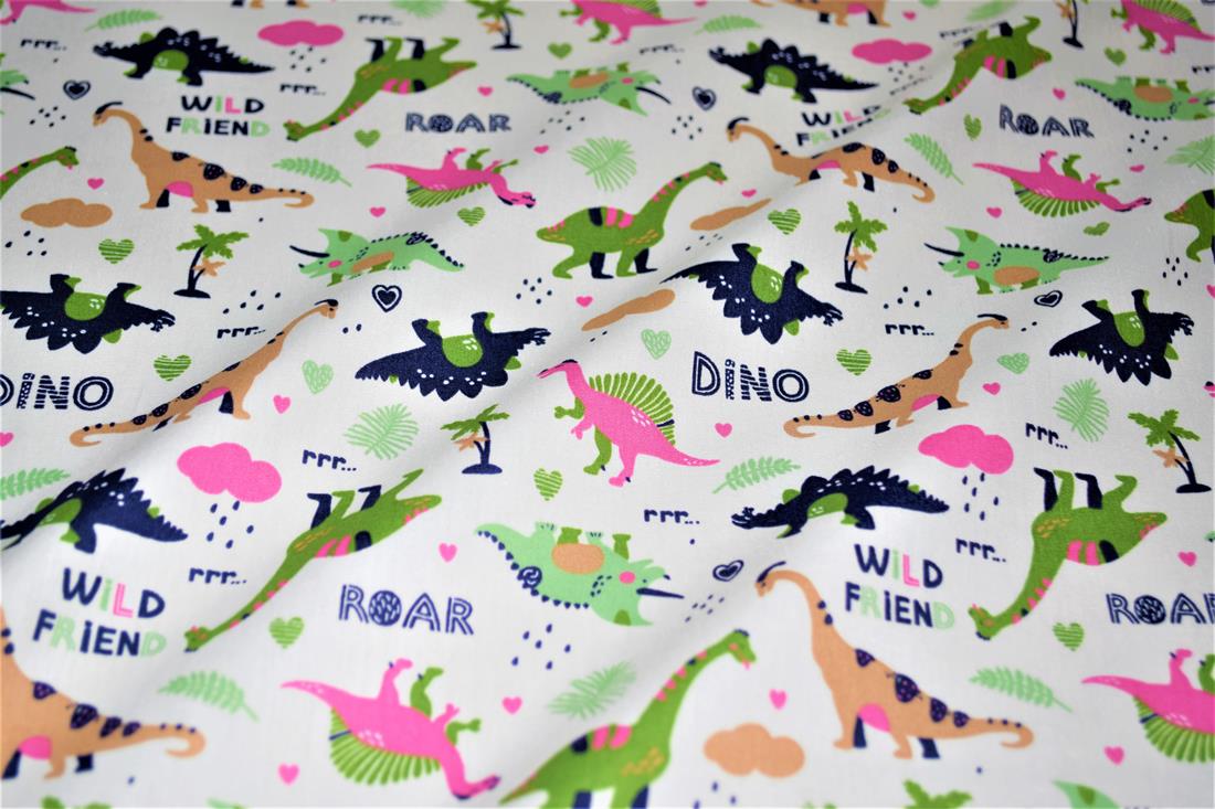 Premium Printed Craft 100% Cotton Fabric, Dinosaur Print Desing, High Quality fabric 112cm Wide, High QualityThis digital print fabric is ideal for dressmaking, quilting, patchwork, bunting, cushion-covers, and for other craft projects. Colours may slightly vary due to the lighting during the photo shooting or the monitor's display