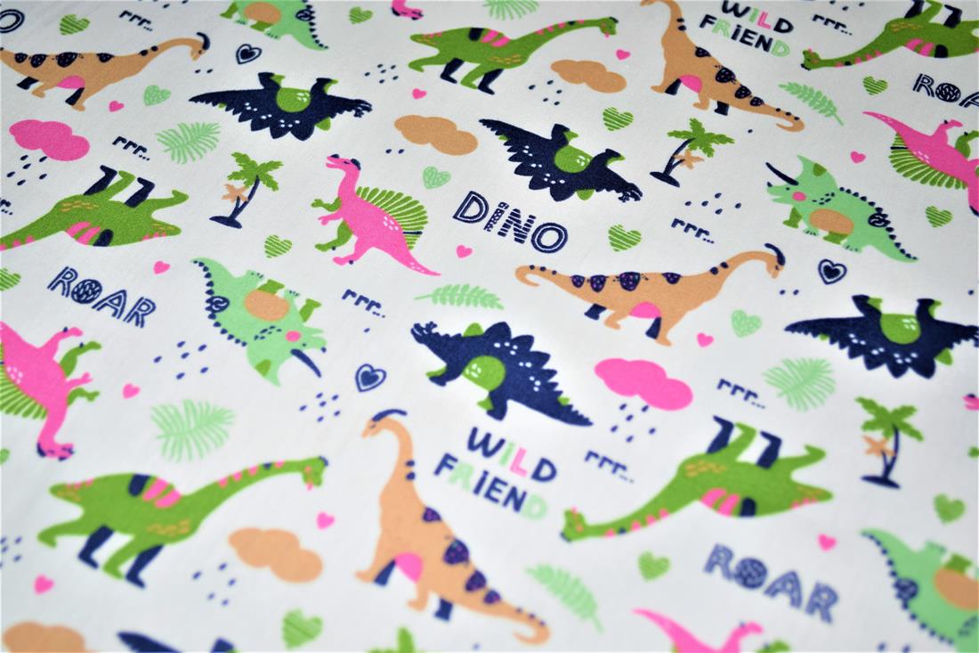 Premium Printed Craft 100% Cotton Fabric, Dinosaur Print Desing, High Quality fabric 112cm Wide, High QualityThis digital print fabric is ideal for dressmaking, quilting, patchwork, bunting, cushion-covers, and for other craft projects. Colours may slightly vary due to the lighting during the photo shooting or the monitor's display