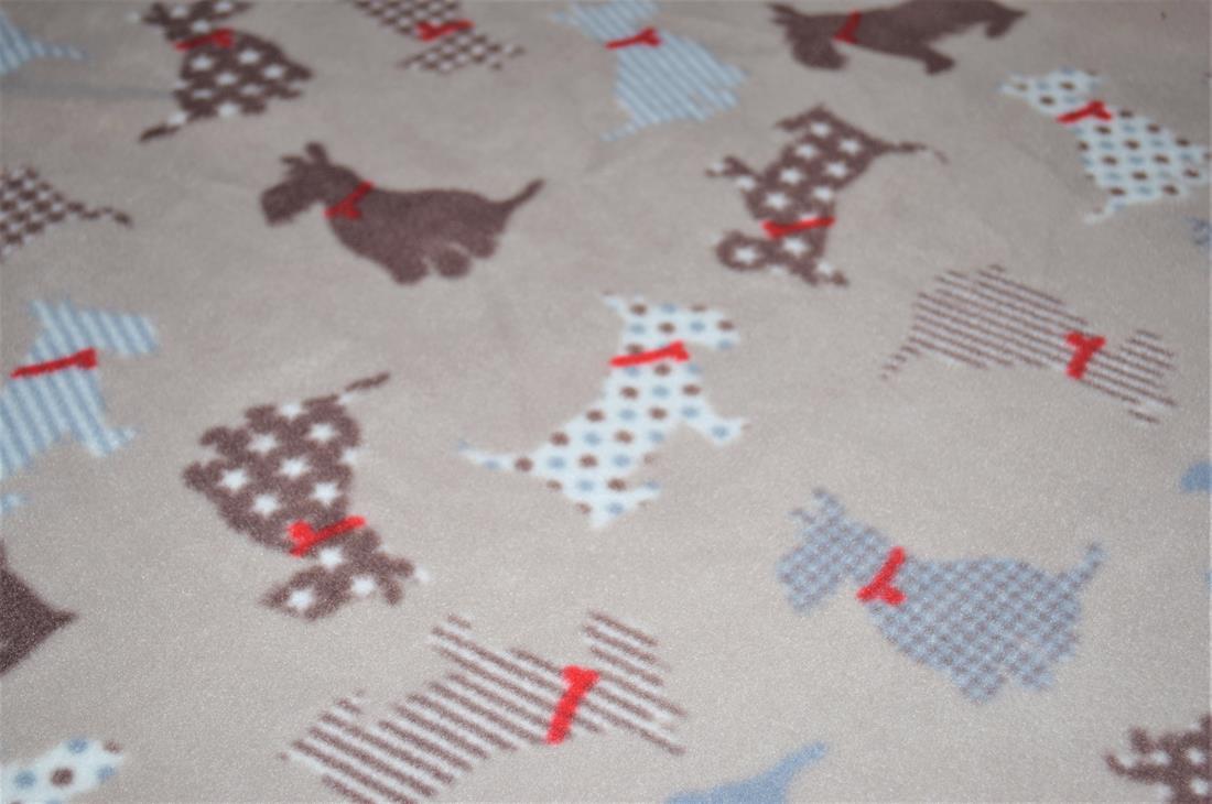 Printed High Quality Polar Anti Pill Fleece, Scottie Dog Print Desing , 148 cm wide, Excellent Quality