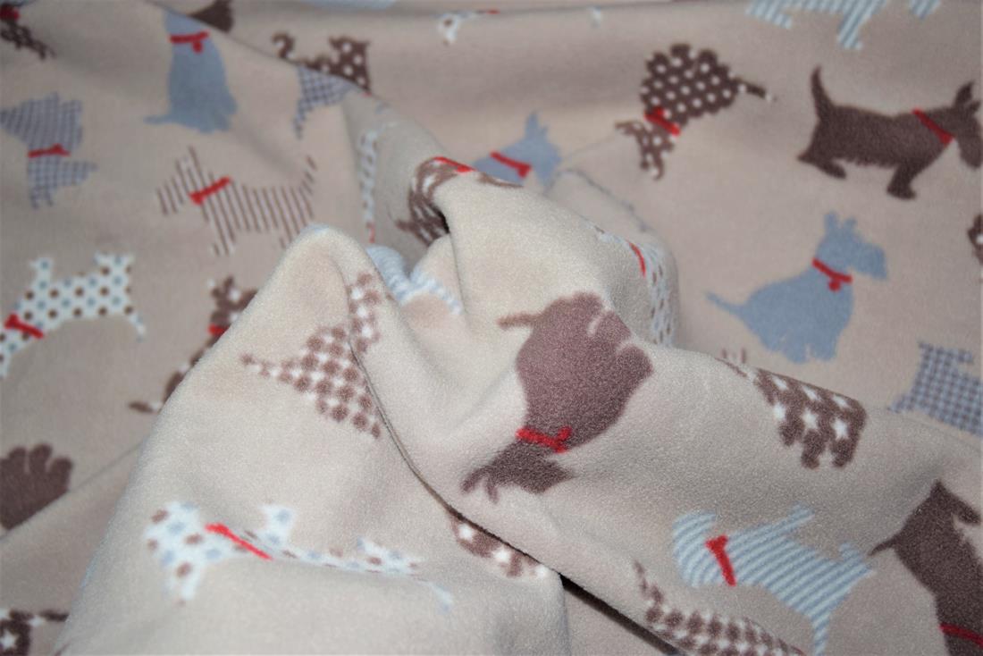 Printed High Quality Polar Anti Pill Fleece, Scottie Dog Print Desing , 148 cm wide, Excellent Quality