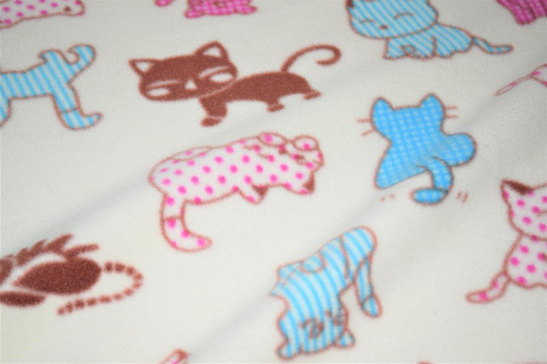 Printed High Quality Polar Anti Pill Fleece, Colourful Cats Print Desing , 148 cm wide, Excellent Quality