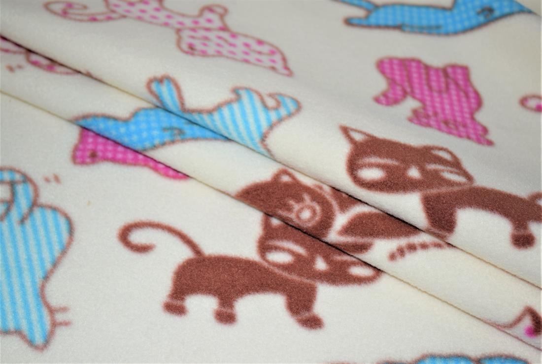 Printed High Quality Polar Anti Pill Fleece, Colourful Cats Print Desing , 148 cm wide, Excellent Quality