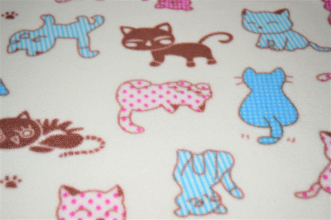 Printed High Quality Polar Anti Pill Fleece, Colourful Cats Print Desing , 148 cm wide, Excellent Quality