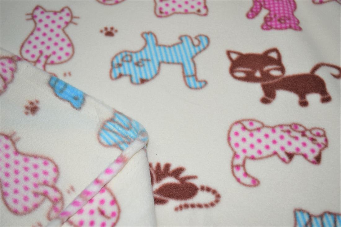 Printed High Quality Polar Anti Pill Fleece, Colourful Cats Print Desing , 148 cm wide, Excellent Quality