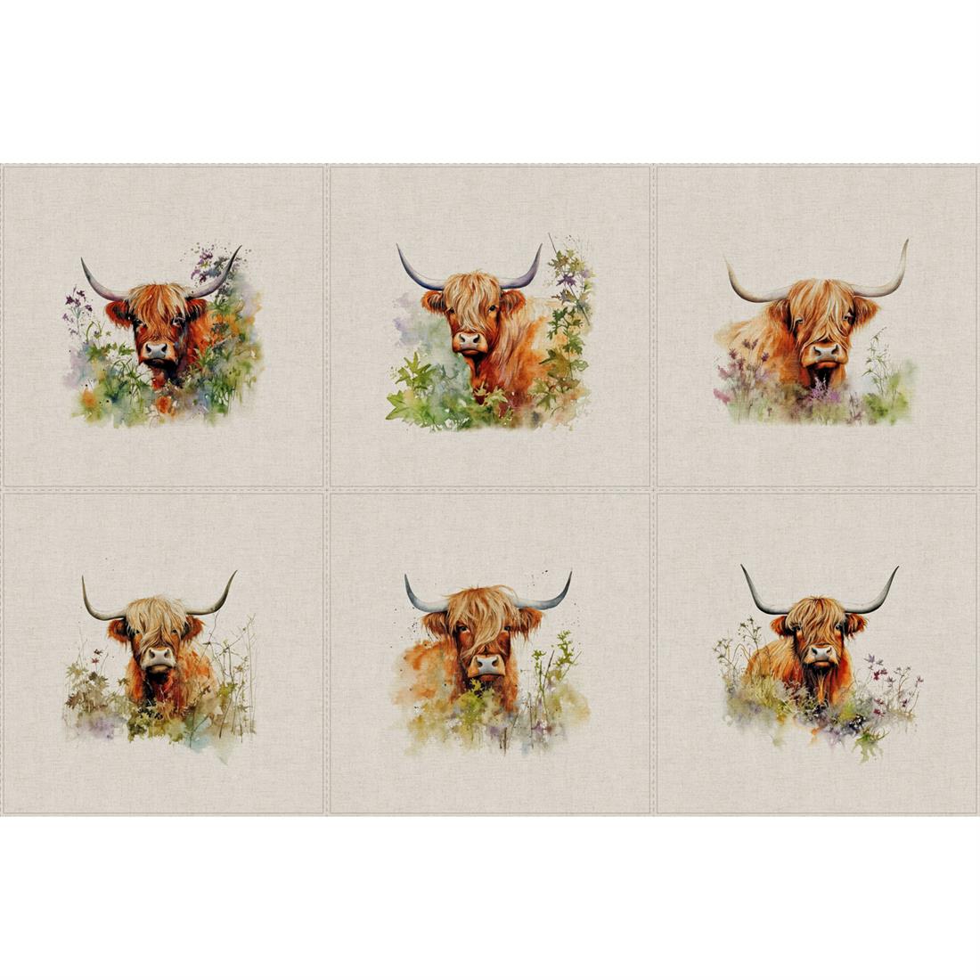 Hedgerow Highland Cow Panels
