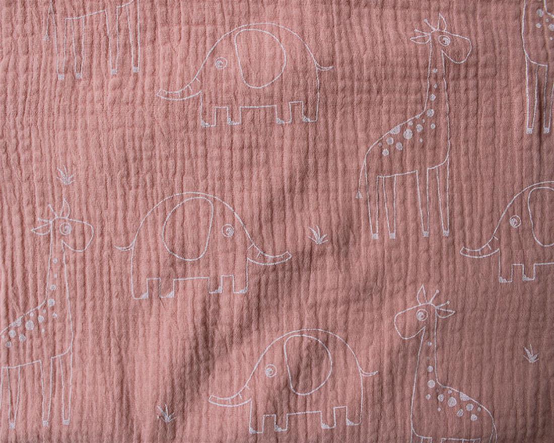 Giraffe And Elephant Double Gauze - image 3