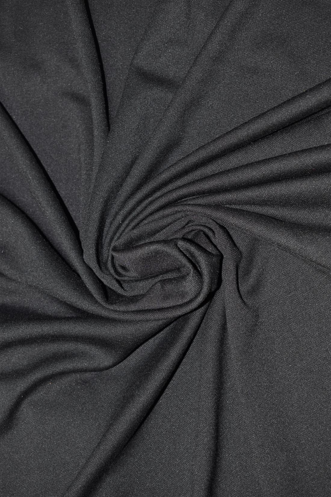 Plain Black Jersey Fabric, 150cm Wide, High Quality; Ideal for tops, trouser, dresses, skirts.