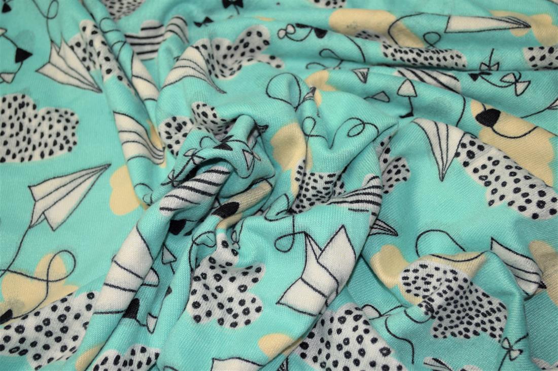 Super Soft Printed Stretch Knit Jersey Cashmere Fabric, Black&White Base Print, 150 cm Wide, High Quality