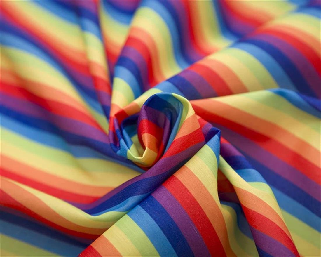 Digital Polycotton Rainbow Stripes