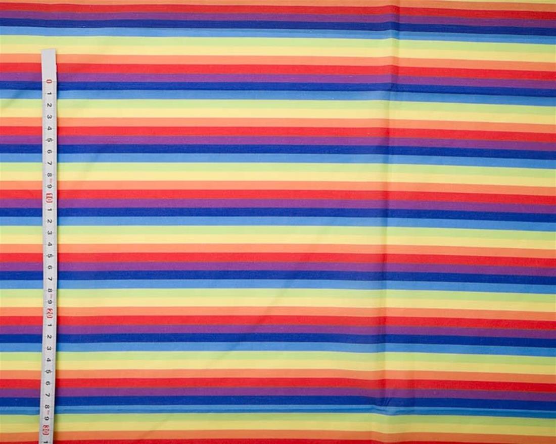 Digital Polycotton Rainbow Stripes