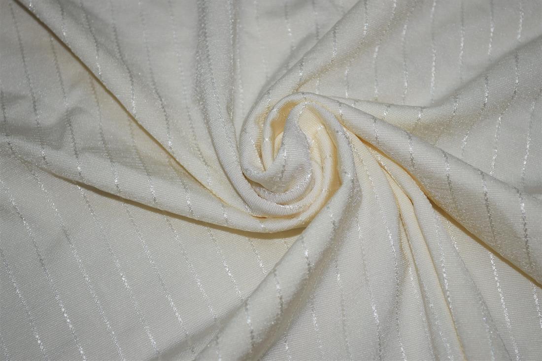 Cream Polyester Jersey fabric, 145cm wide, High Quality; Colours may slightly vary due to the lighting during the photo shooting or the monitor's display.
