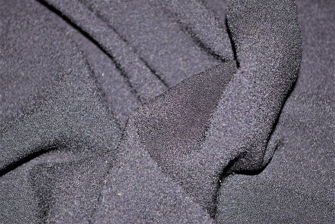 Black Polyester gauze fabric 145cm wide, High Quality; Colours may slightly vary due to the lighting during the photo shooting or the monitor's display.