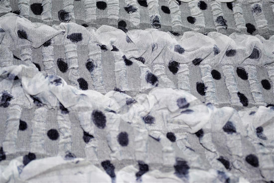 Polyester Jersey Polka Dot fabric 145 cm wide, High Quality; Colours may slightly vary due to the lighting during the photo shooting or the monitor's display.