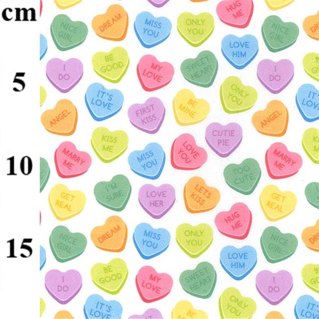 Candy Hearts 100% Cotton Fabric - image 3