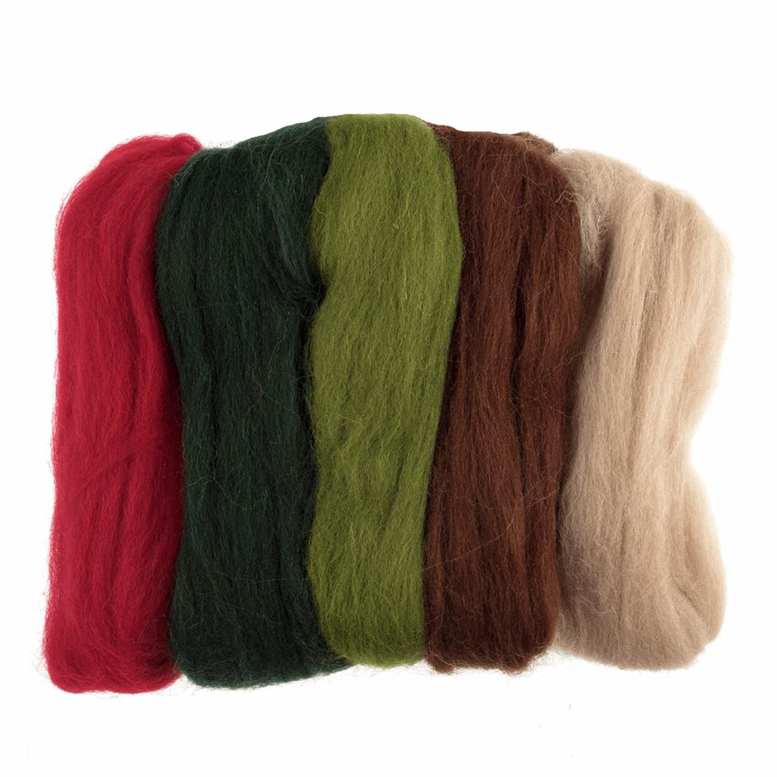 50g Trimits Natural Wool Roving (Assorted Christmas)