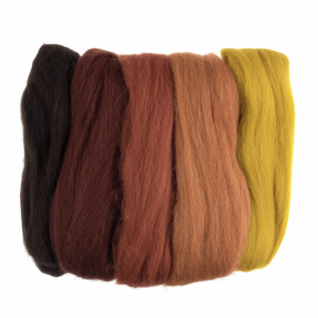 50g Trimits Natural Wool Roving (Assorted Autumn)